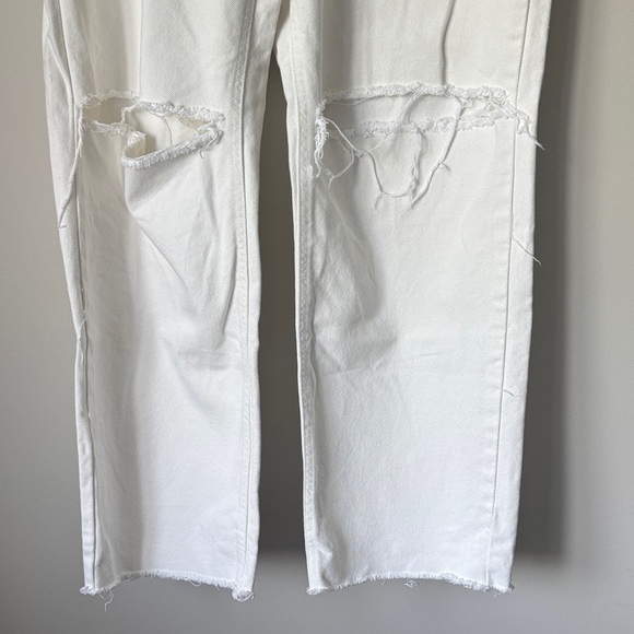 Wave Denim High rise Wide leg White Distressed Women Jeans 🤍 One Size - Picture 4 of 10